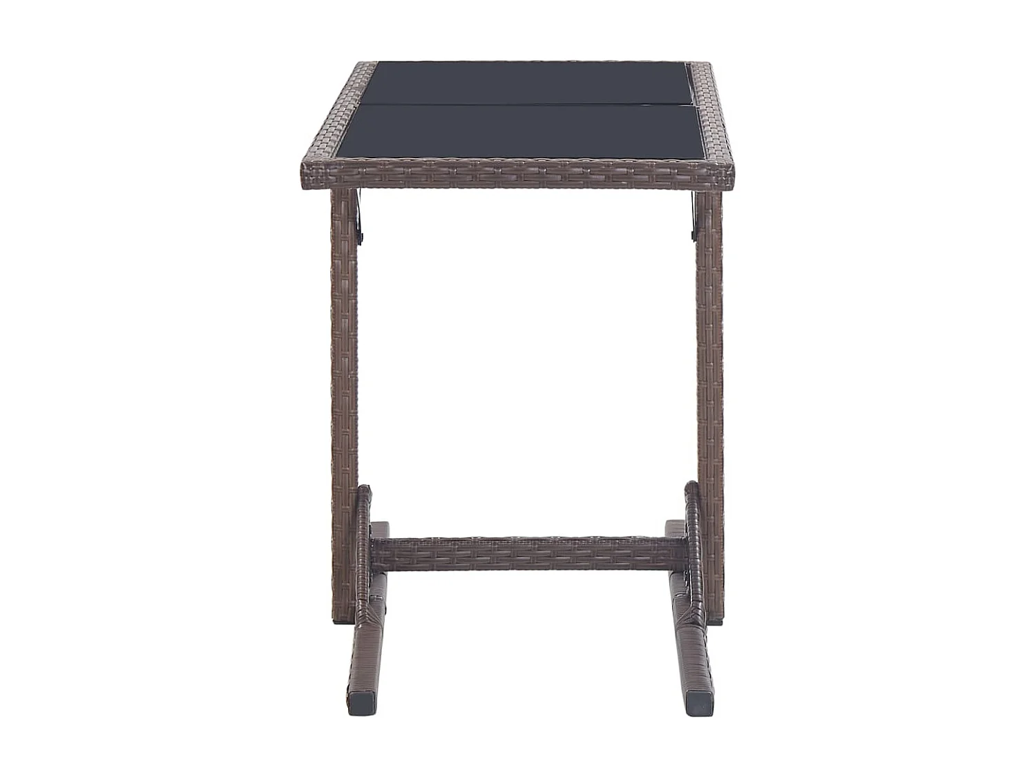 Mesa de jardim 110x53x72 cm vidro e vime PE castanho