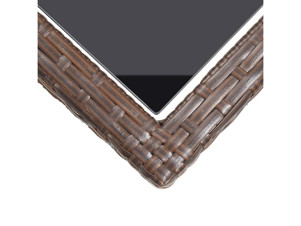 Mesa de jardim 110x53x72 cm vidro e vime PE castanho