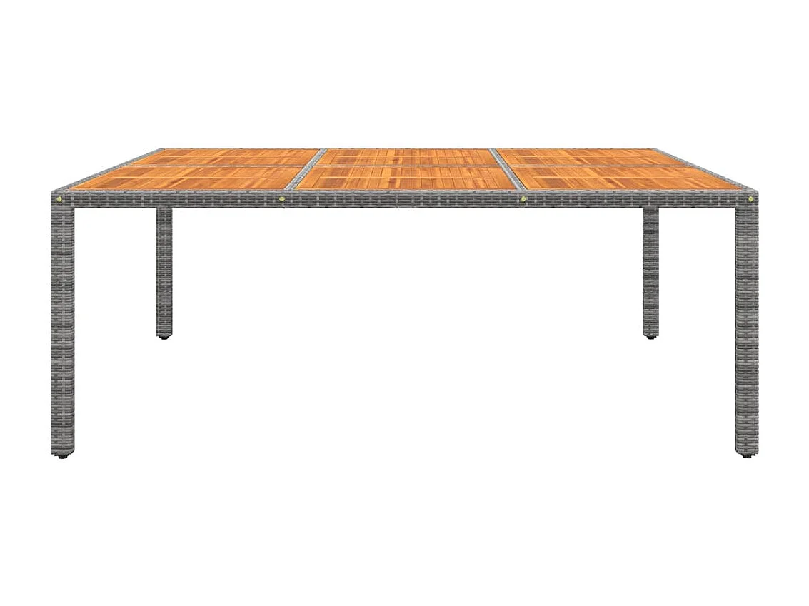 Table de jardin 200x150x75 cm Acacia et résine tressée Gris