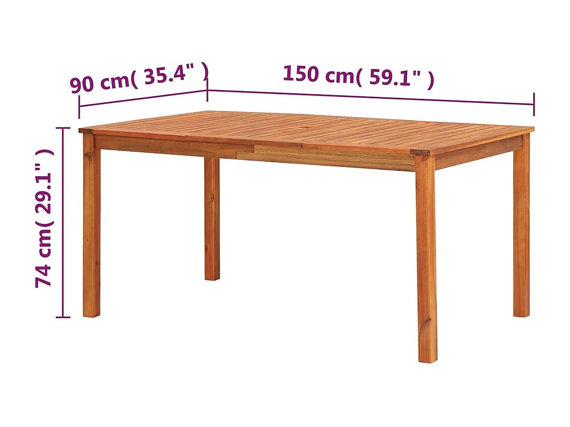 Gartentisch 150x90x74 cm Massivholz Akazie