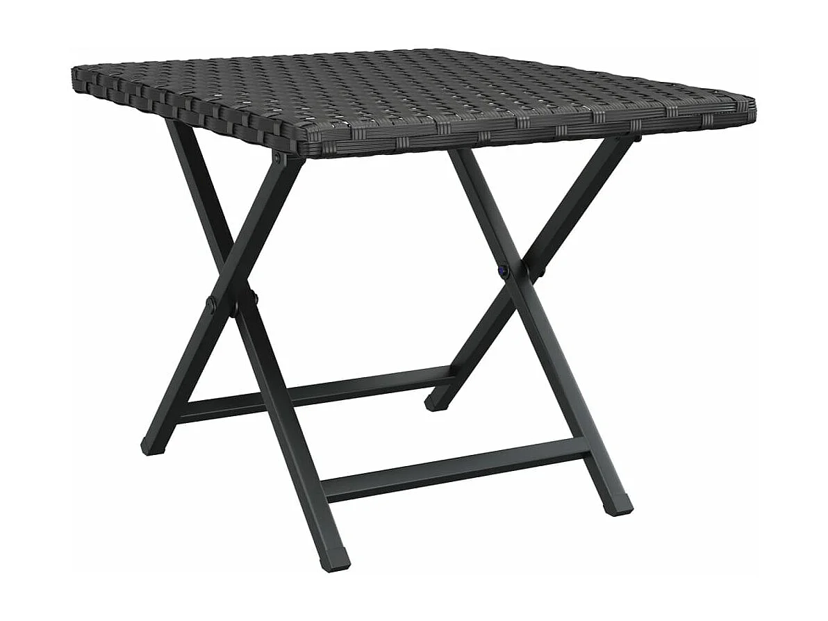 Mesa plegable ratán sintético negro 45x35x32 cm