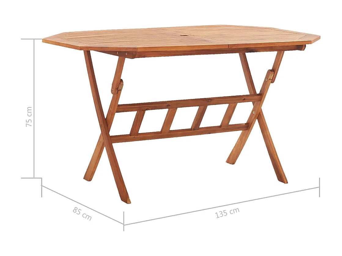 Table pliable de jardin 135 x 85 x 75 cm Bois d'acacia massif