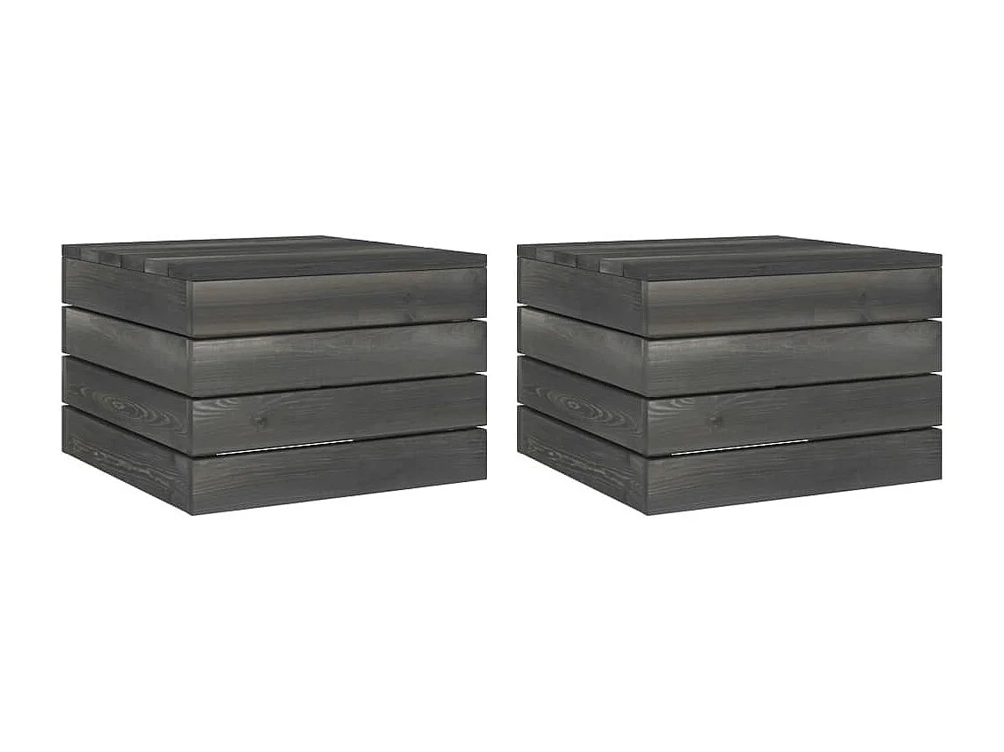 Tables palette de jardin 2 pcs Bois de pin massif Gris foncé