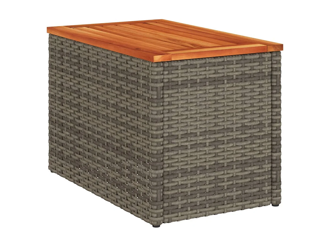 Mesas auxiliares de jardín 2 uds ratán madera gris 55x34x37 cm