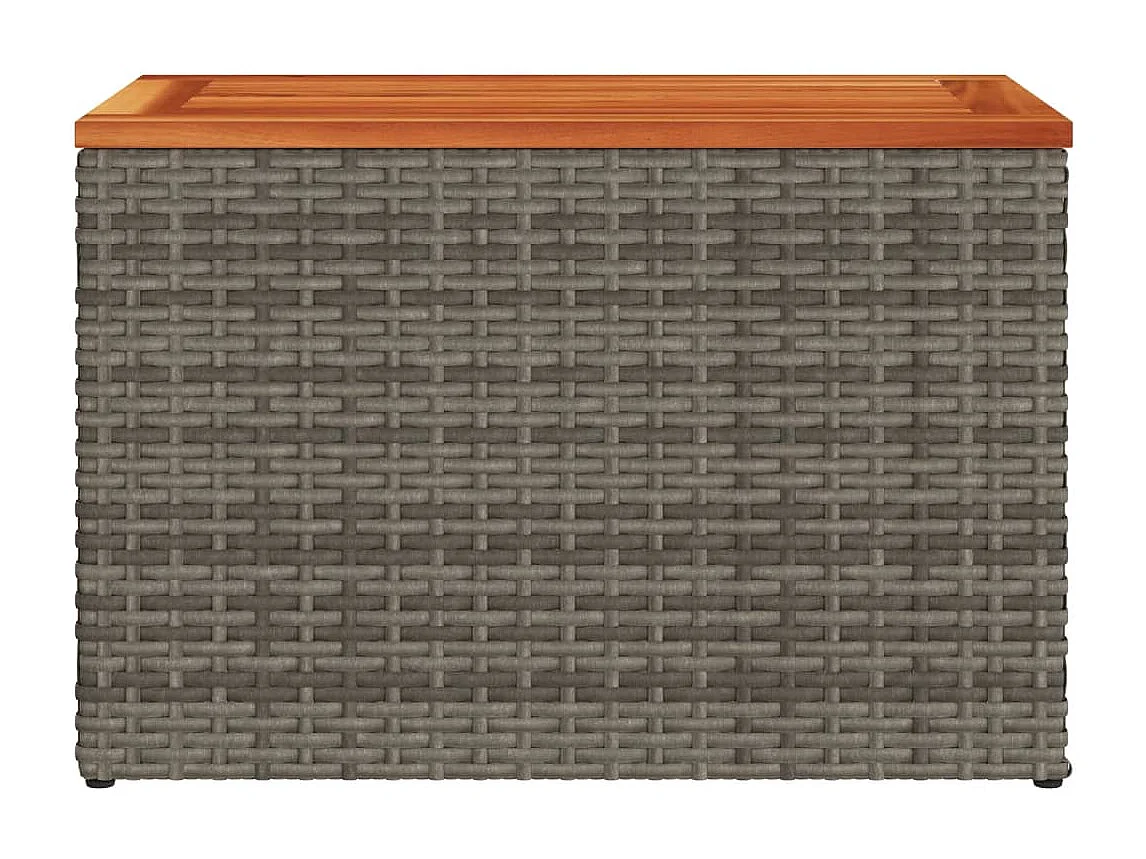 Mesas auxiliares de jardín 2 uds ratán madera gris 55x34x37 cm