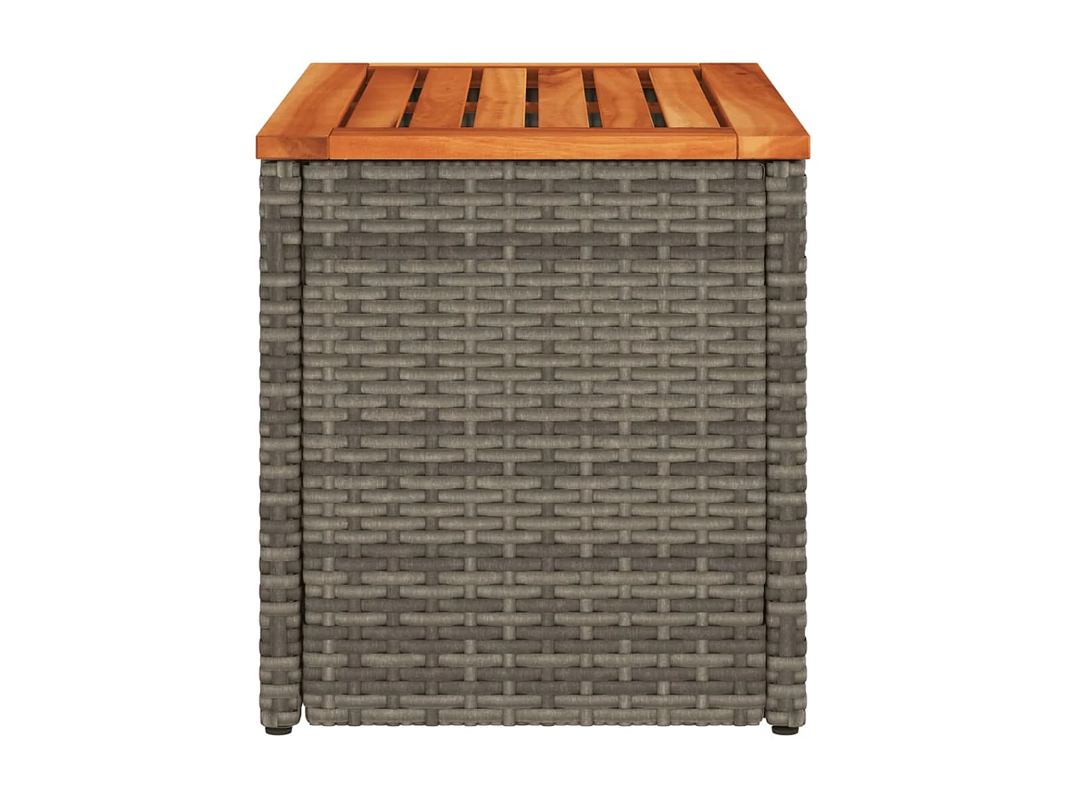 Mesas auxiliares de jardín 2 uds ratán madera gris 55x34x37 cm