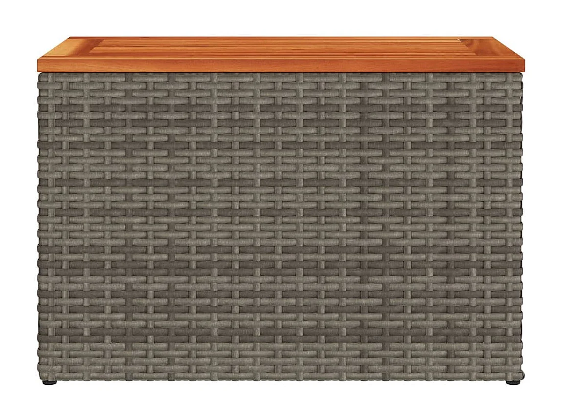 Mesas auxiliares de jardín 2 uds ratán madera gris 55x34x37 cm