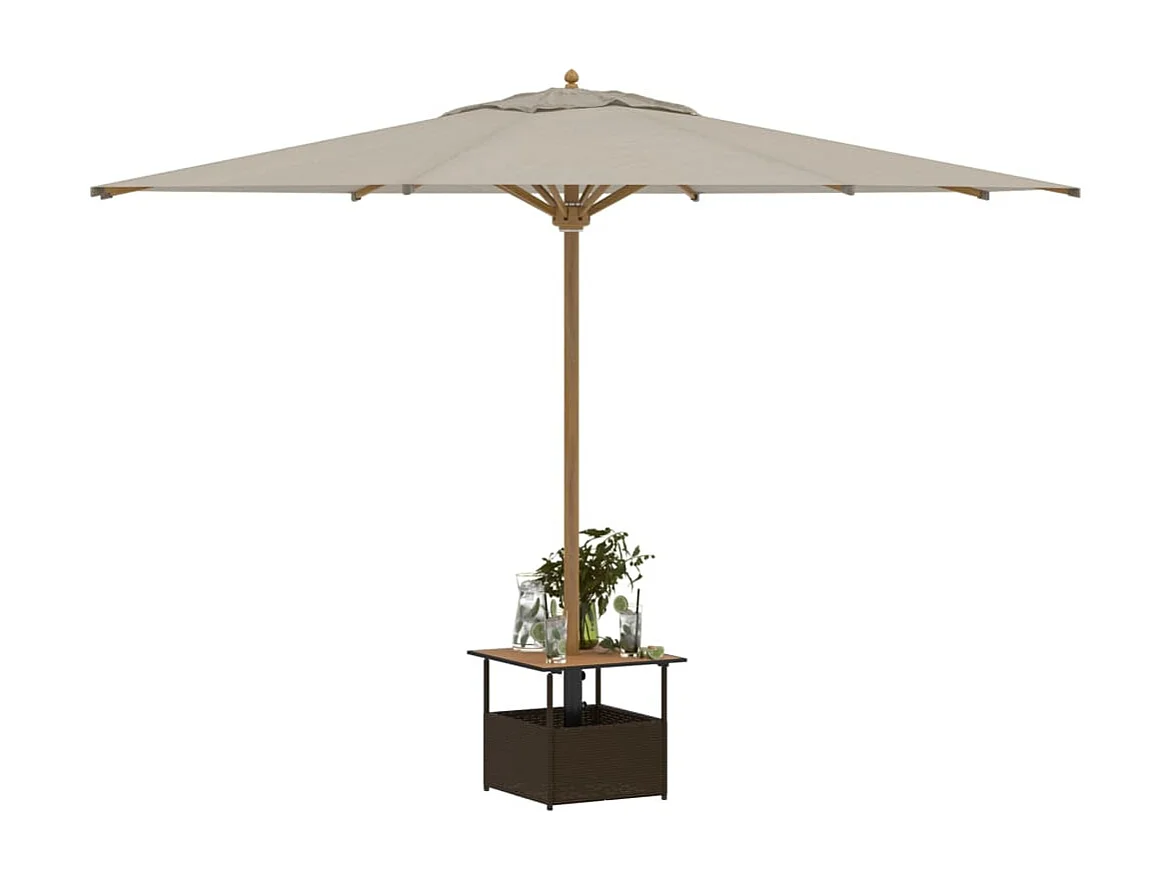 Mesa jardim c/orifício guarda-sol 55x55x46,5cm vime PE castanho