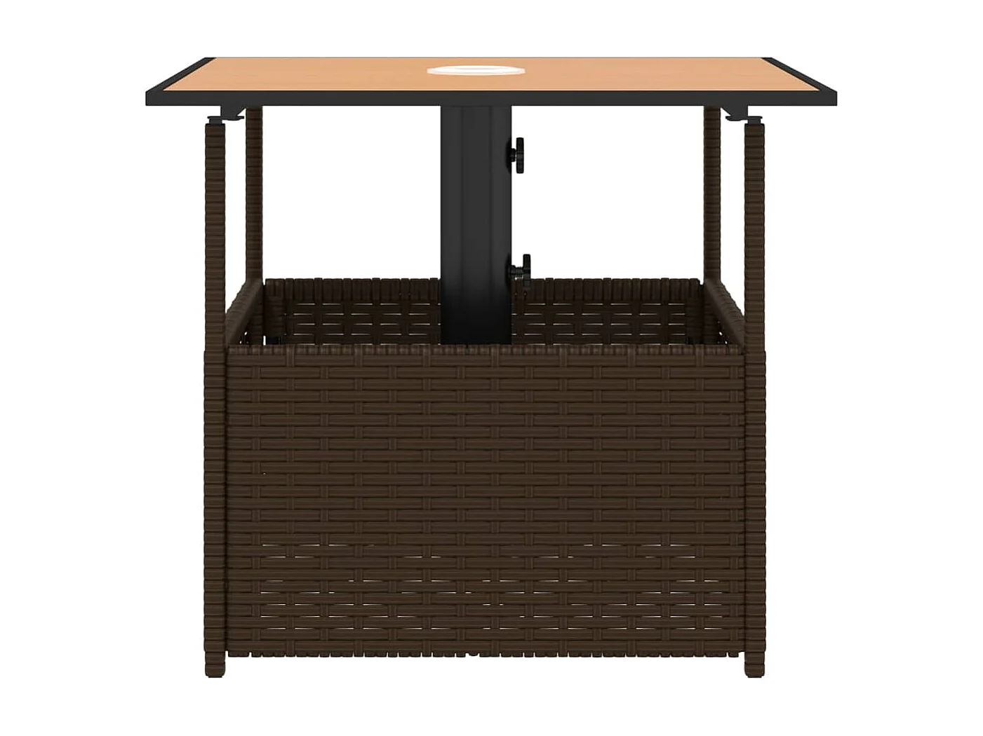 Mesa jardim c/orifício guarda-sol 55x55x46,5cm vime PE castanho