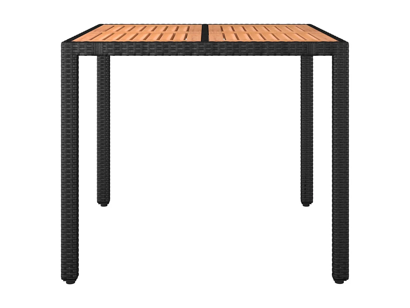 Mesa de jardim c/ tampo de madeira vime PE/acácia maciça preto