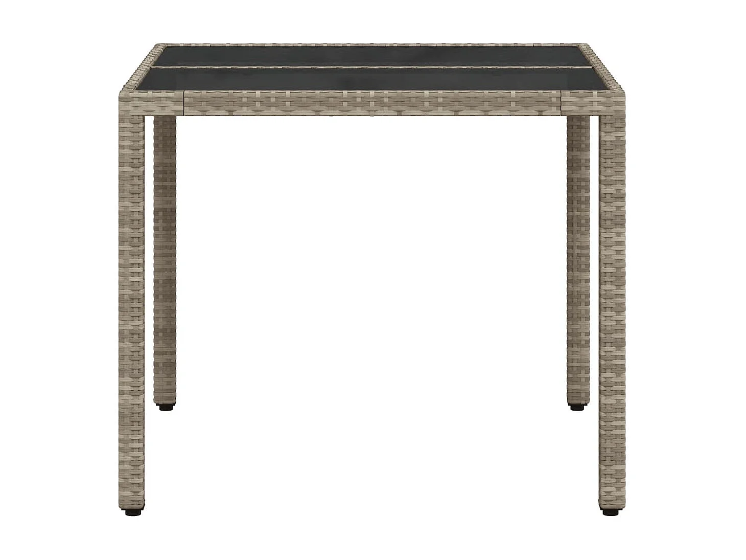 Table de jardin avec dessus en verre gris clair résine tressée