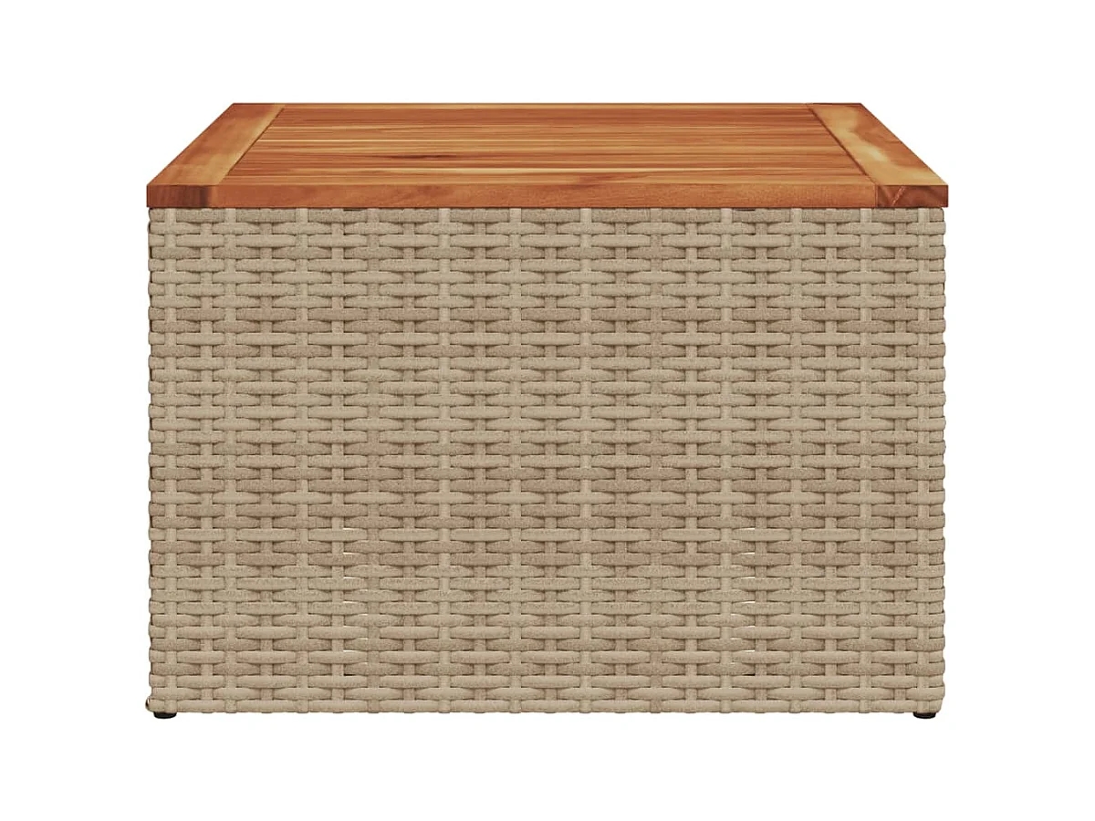 Table de jardin beige 55x55x37 cm résine tressée et bois acacia