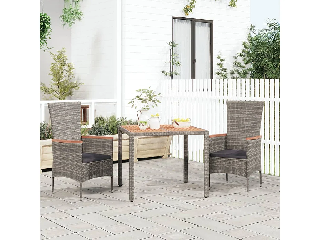 Table de jardin et dessus en bois Gris Résine tressée et acacia