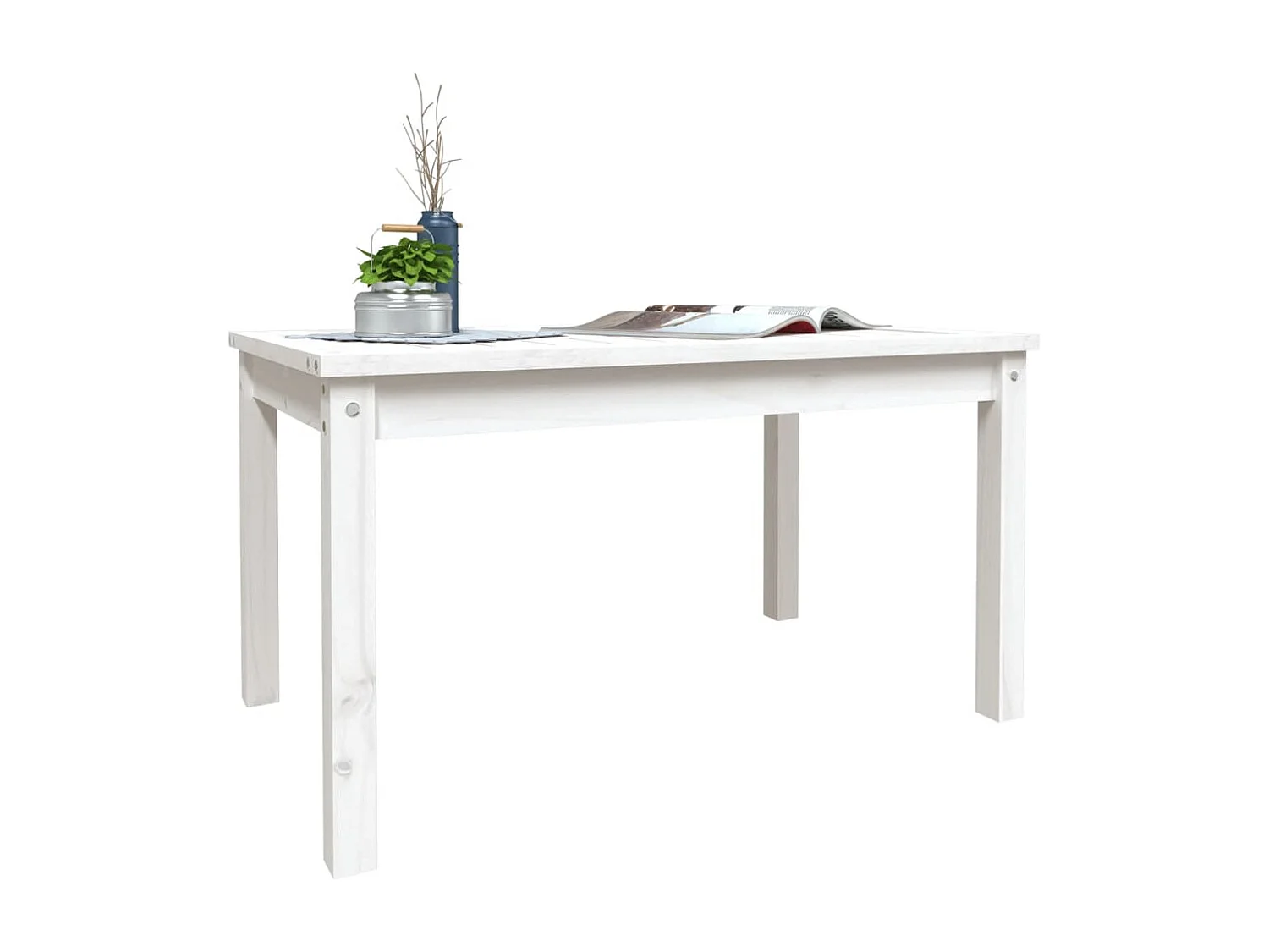 Mesa de jardín madera maciza de pino blanco 82,5x50,5x45 cm