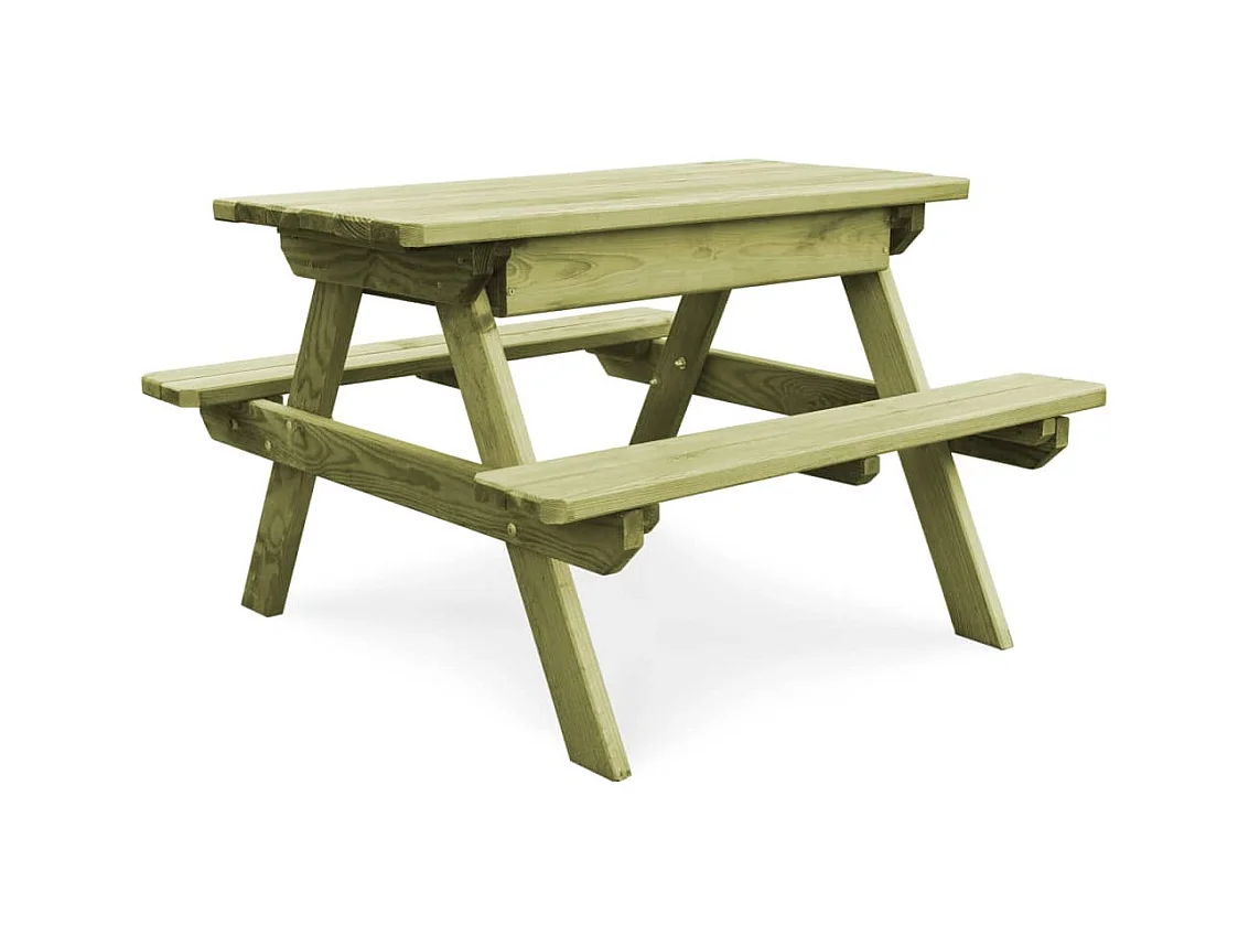 Table de pique-nique pour enfants avec bancs Pinède imprégnée