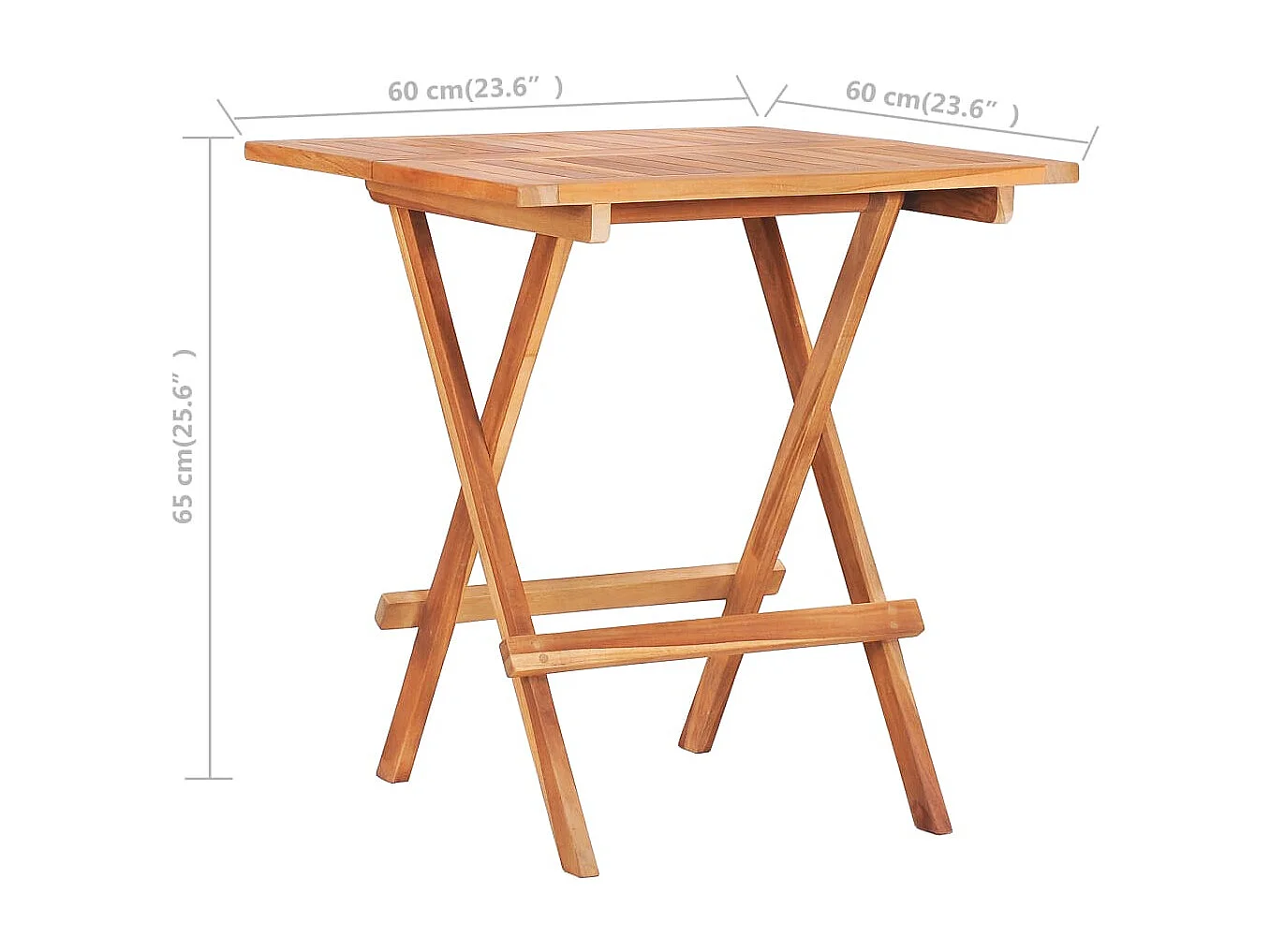 Tavolo da Bistrot Pieghevole 60x60x65 cm in Massello di Teak