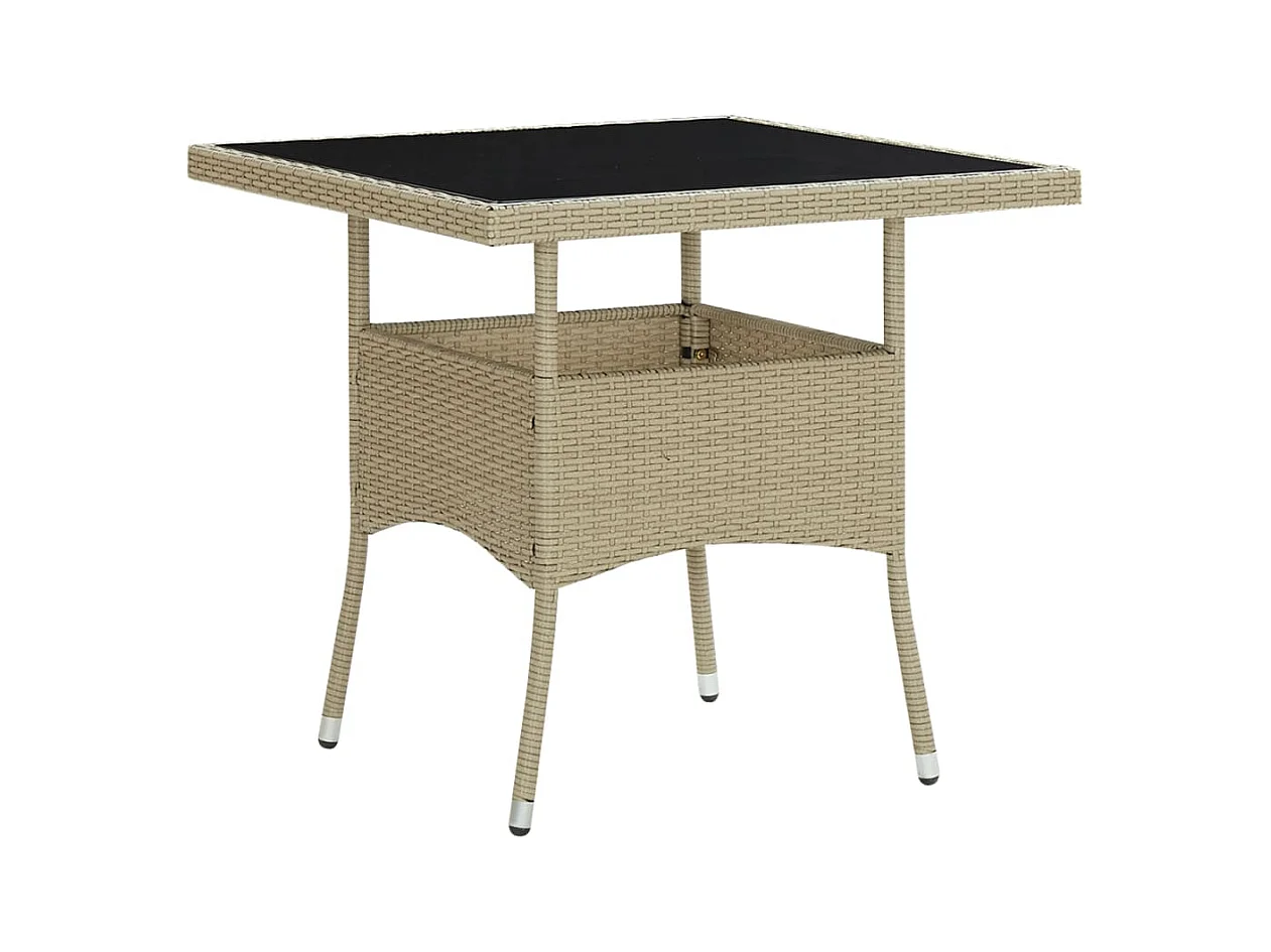 Table à dîner d'extérieur Beige Résine tressée et verre
