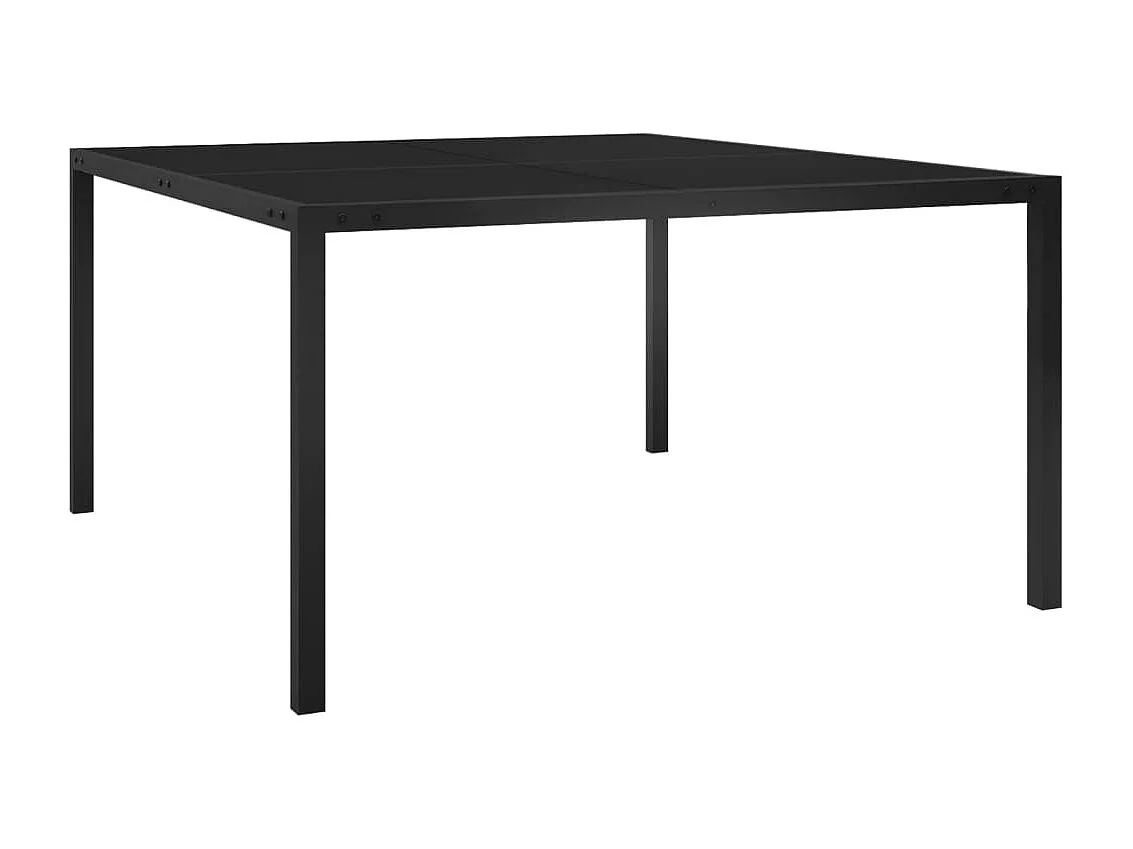 Tavolo da Giardino 130x130x72 cm Nero in Acciaio e Vetro