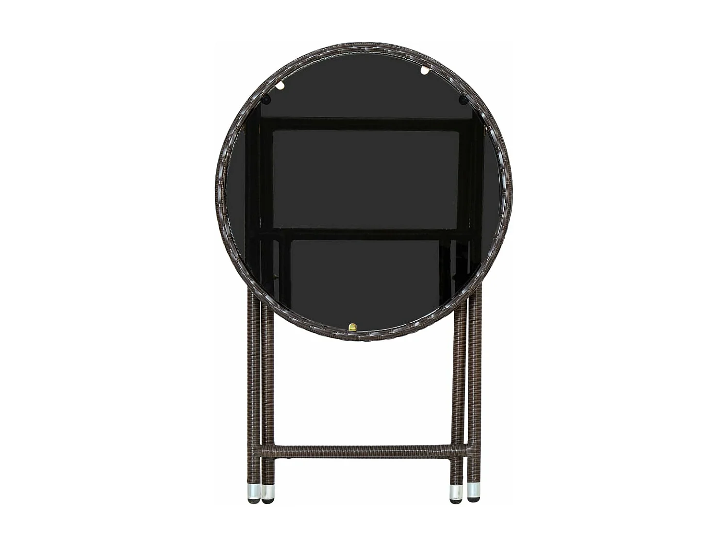 Mesa de centro ratán sintético y vidrio templado marrón 60 cm