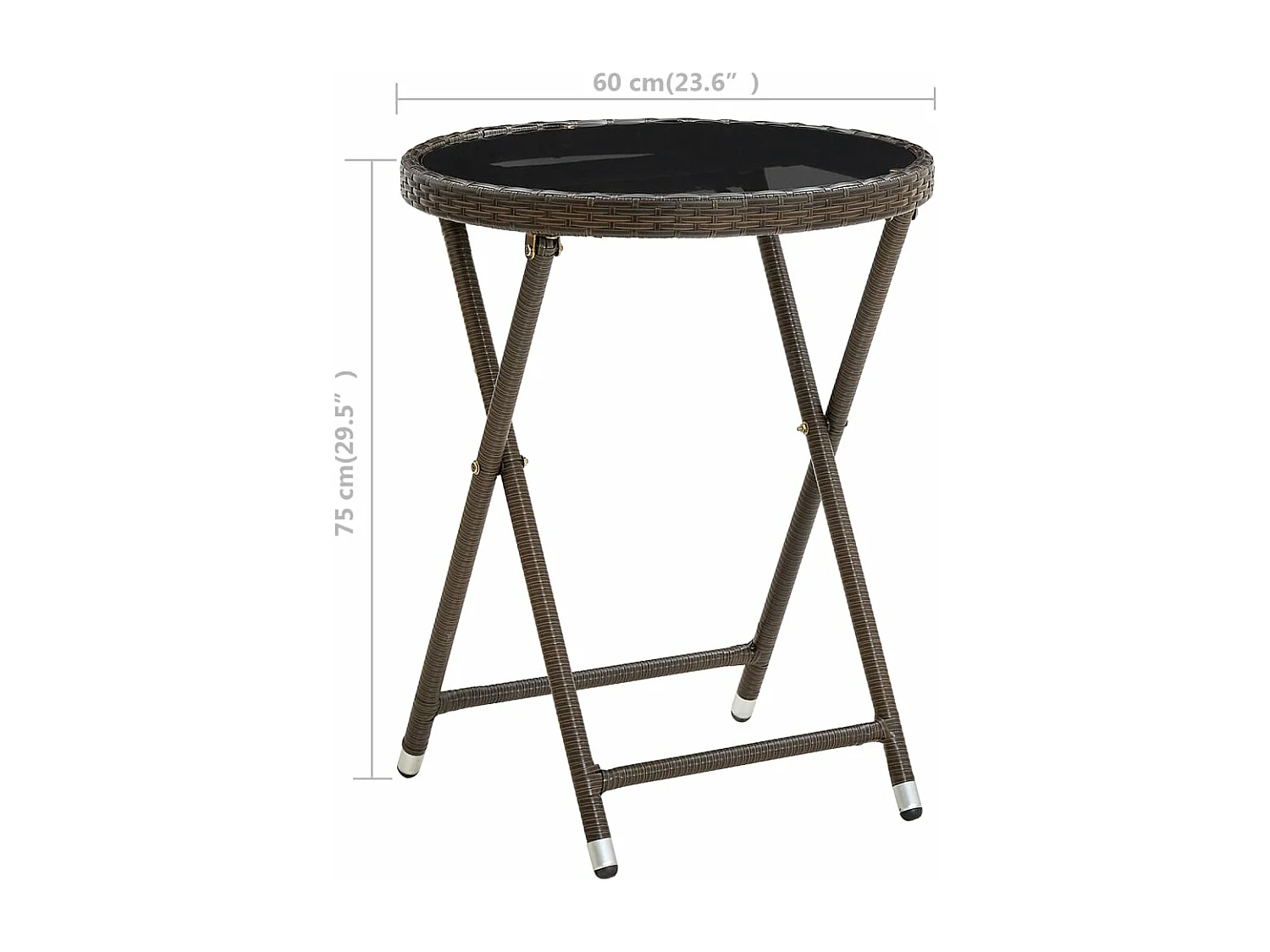 Mesa de centro ratán sintético y vidrio templado marrón 60 cm