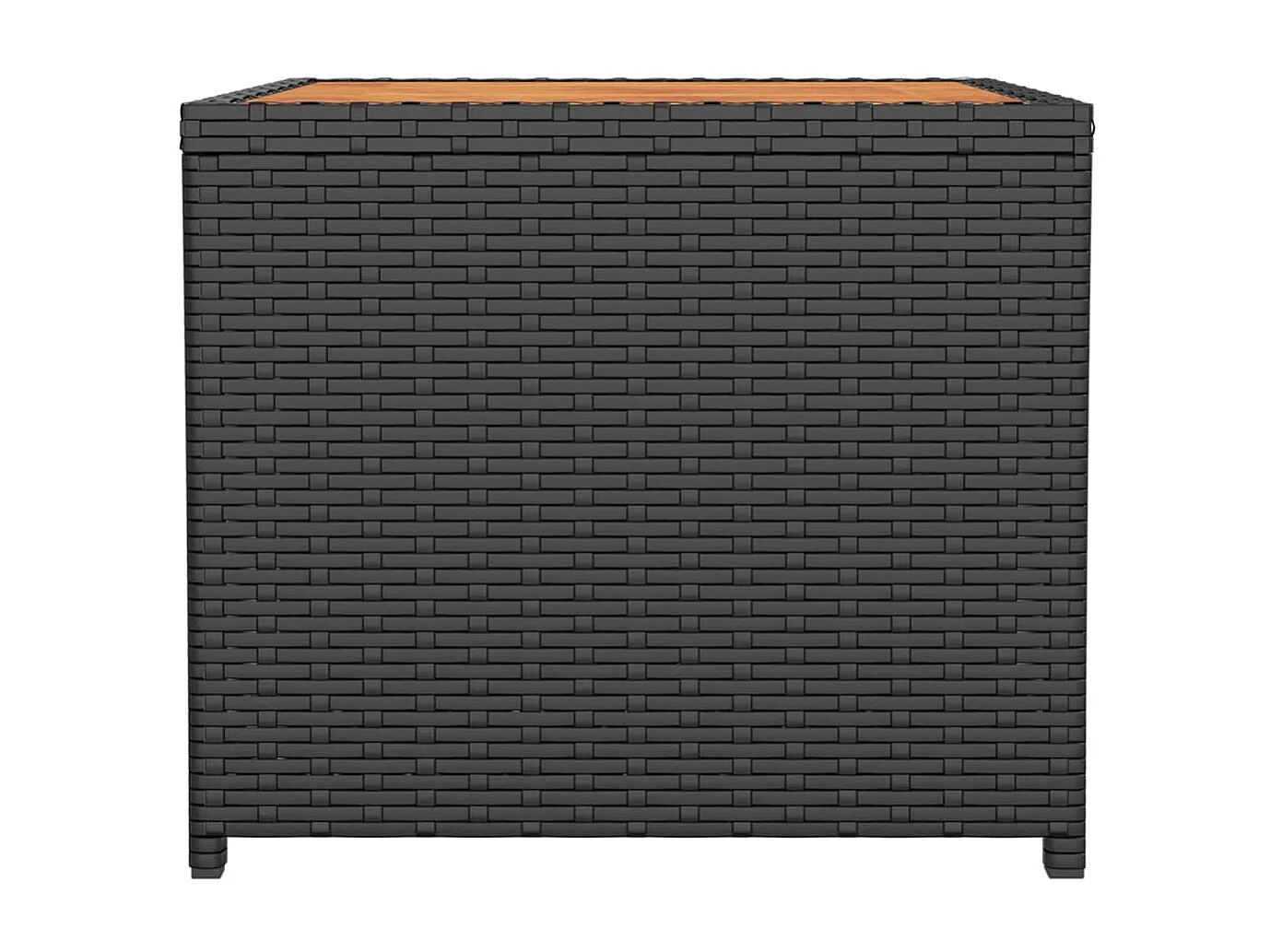 Mesa de centro ratán negro y superficie madera maciza acacia