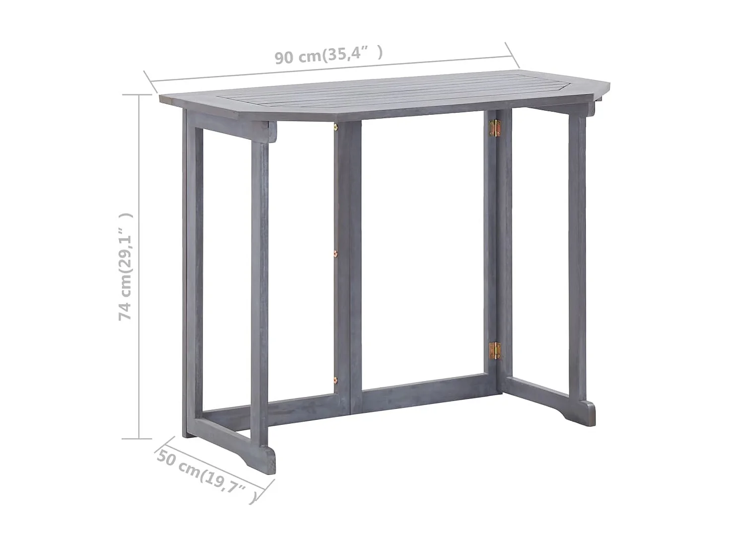 Mesa de varanda dobrável 90x50x74 cm madeira de acácia maciça