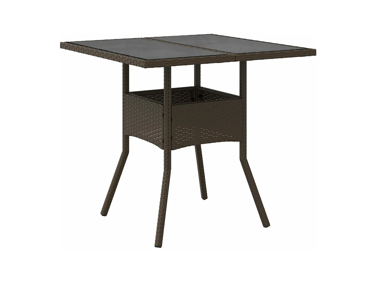 Table de jardin avec dessus en verre marron résine tressée