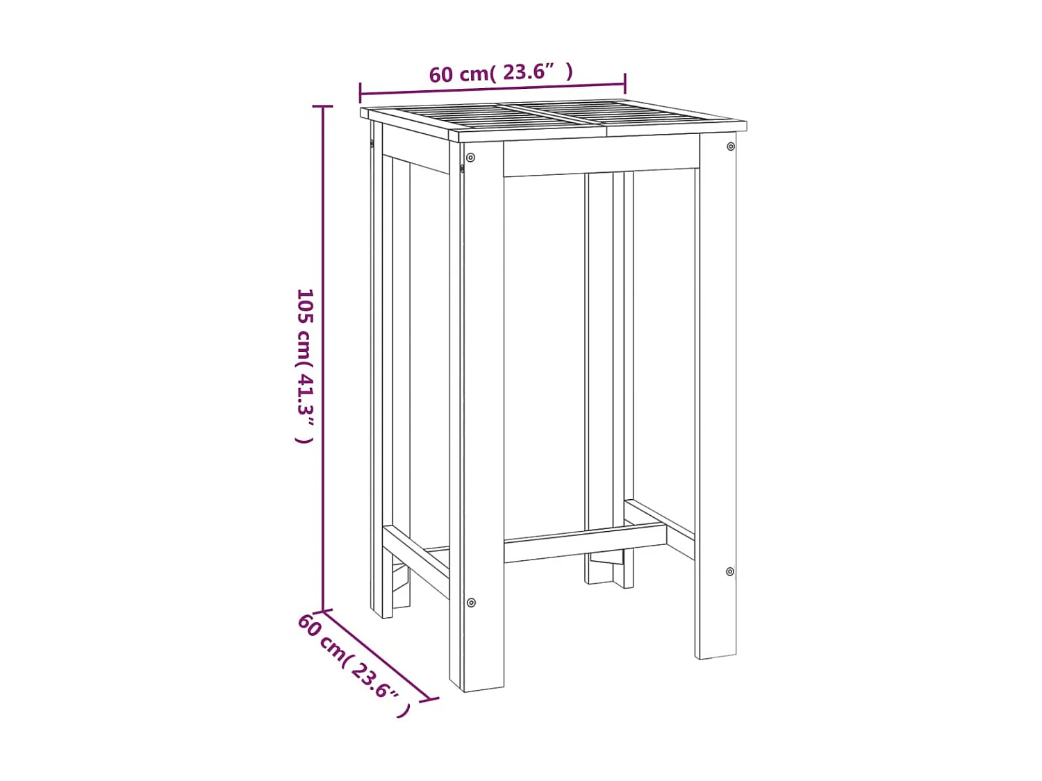 Tavolo da Bar da Giardino 60x60x105 cm Legno Massello di Acacia