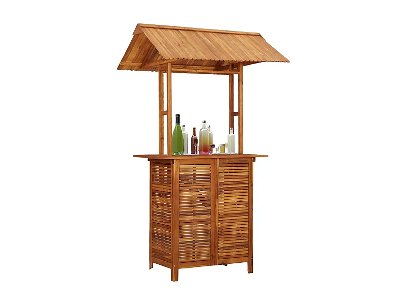 Bartafel met dak voor buiten 113x106x217 cm massief acaciahout
