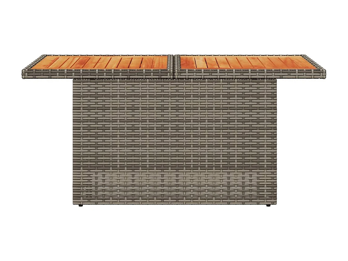 Tavolo Giardino Grigio 100x55x73 cm Polyrattan e Legno Acacia
