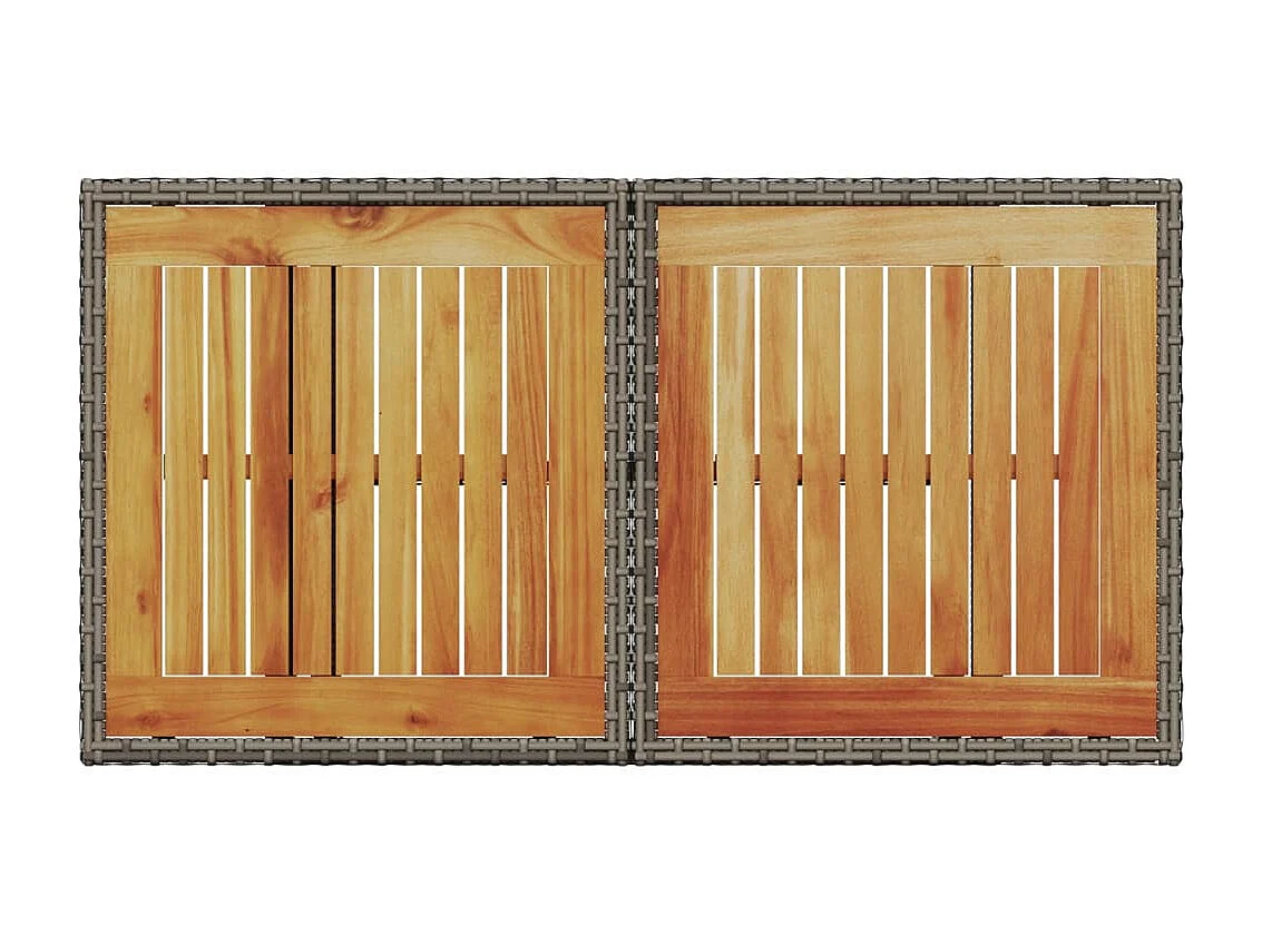 Table de jardin gris 100x55x73 cm résine tressée et bois acacia