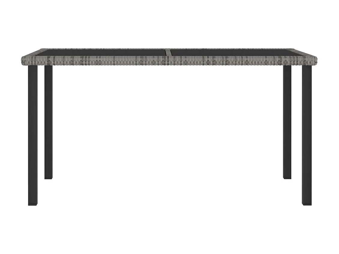 Mesa de jantar para jardim 140x70x73 cm vime PE cinzento