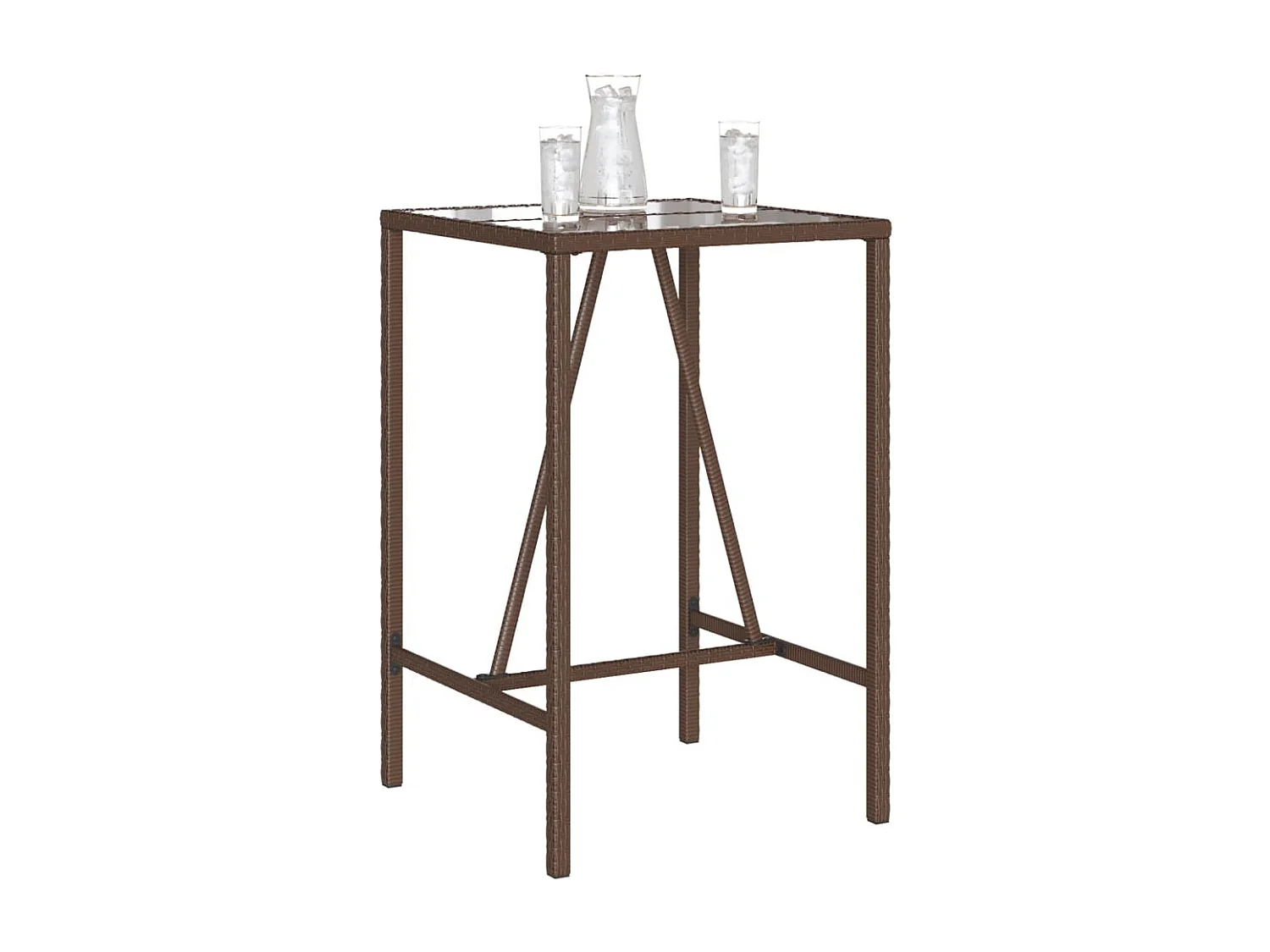 Mesa de bar para exterior 70x70x110 cm vime PE castanho