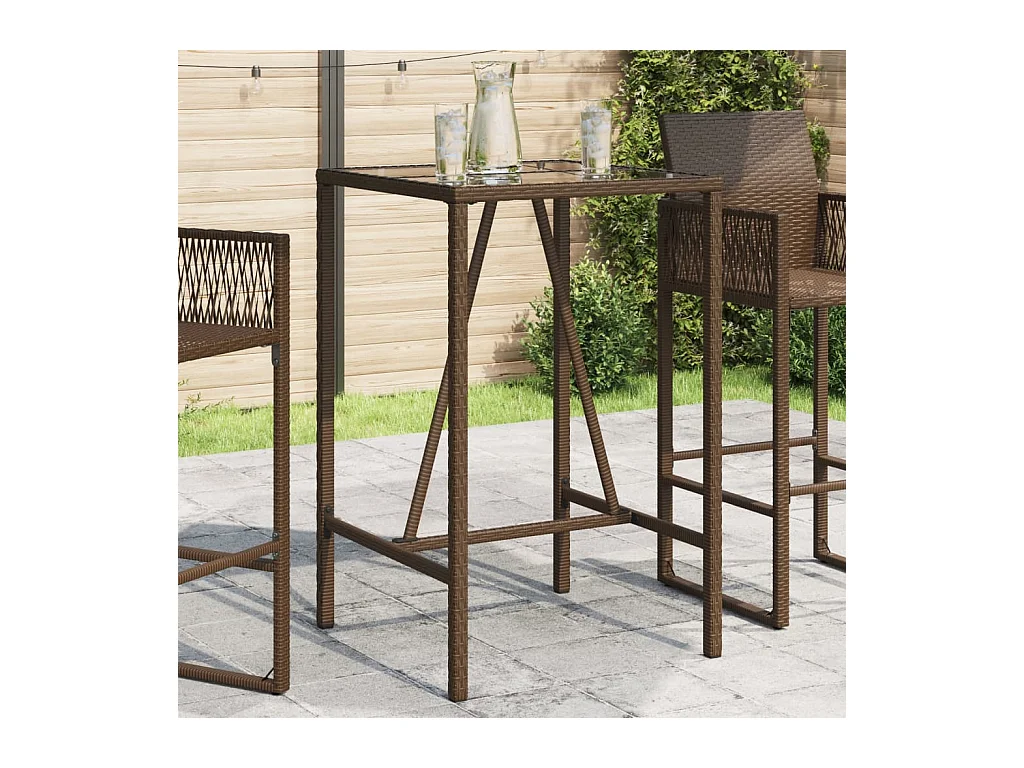 Table de bar d’extérieur marron 70x70x110 cm résine tressée
