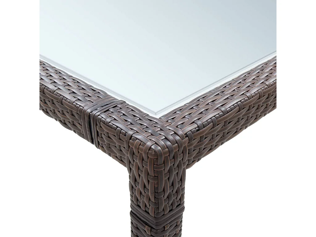 Mesa de comedor de jardín ratán sintético marrón 200x200x74 cm