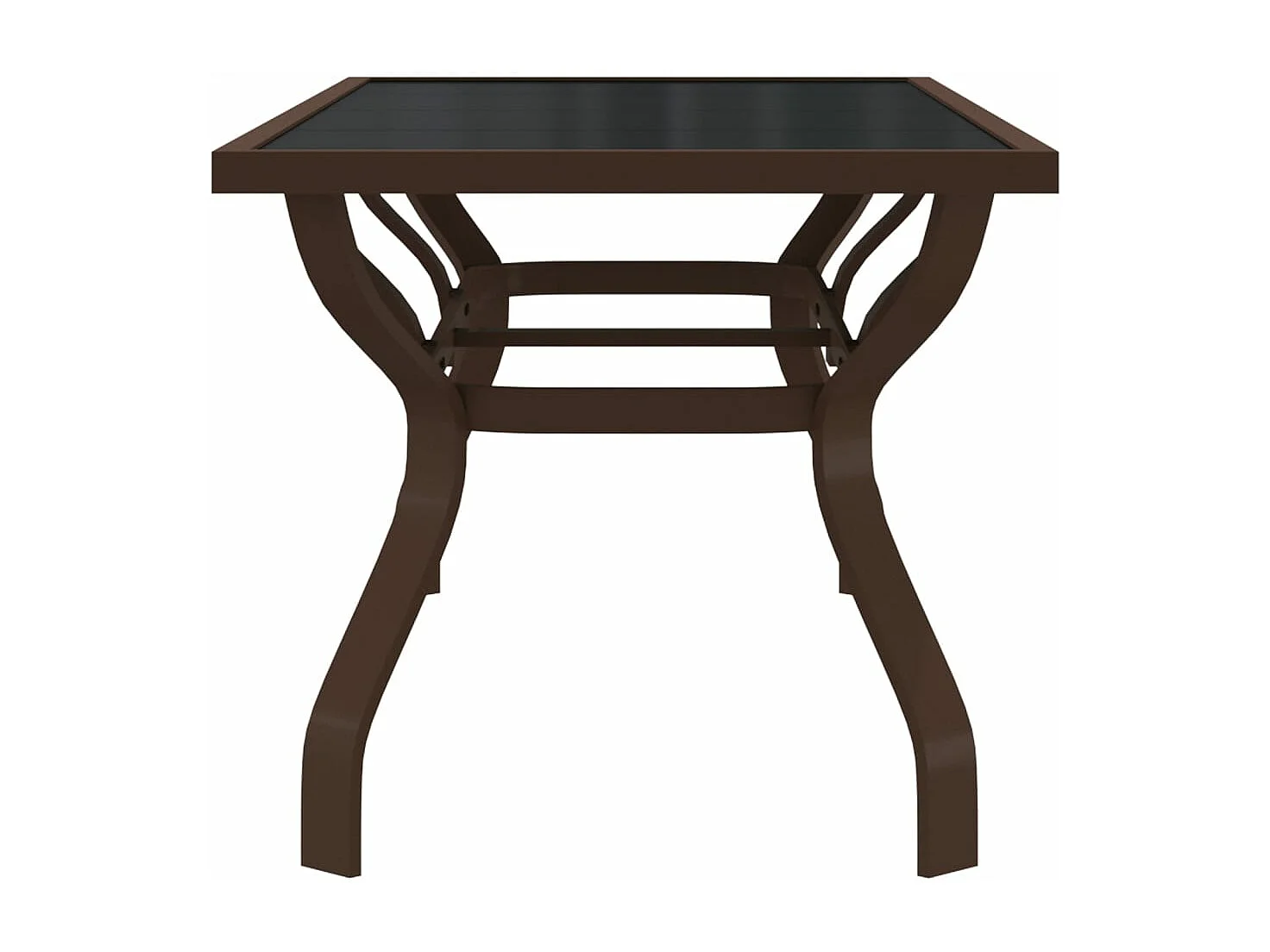 Mesa de jardín acero y vidrio marrón y negro 180x80x70 cm