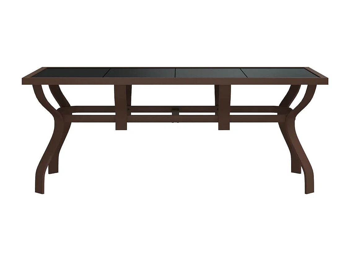 Mesa de jardim 180x80x70 cm aço e vidro castanho/preto