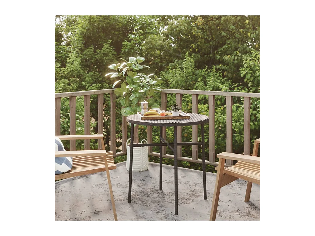 Tavolino da Tè Nero 45 cm in Polyrattan