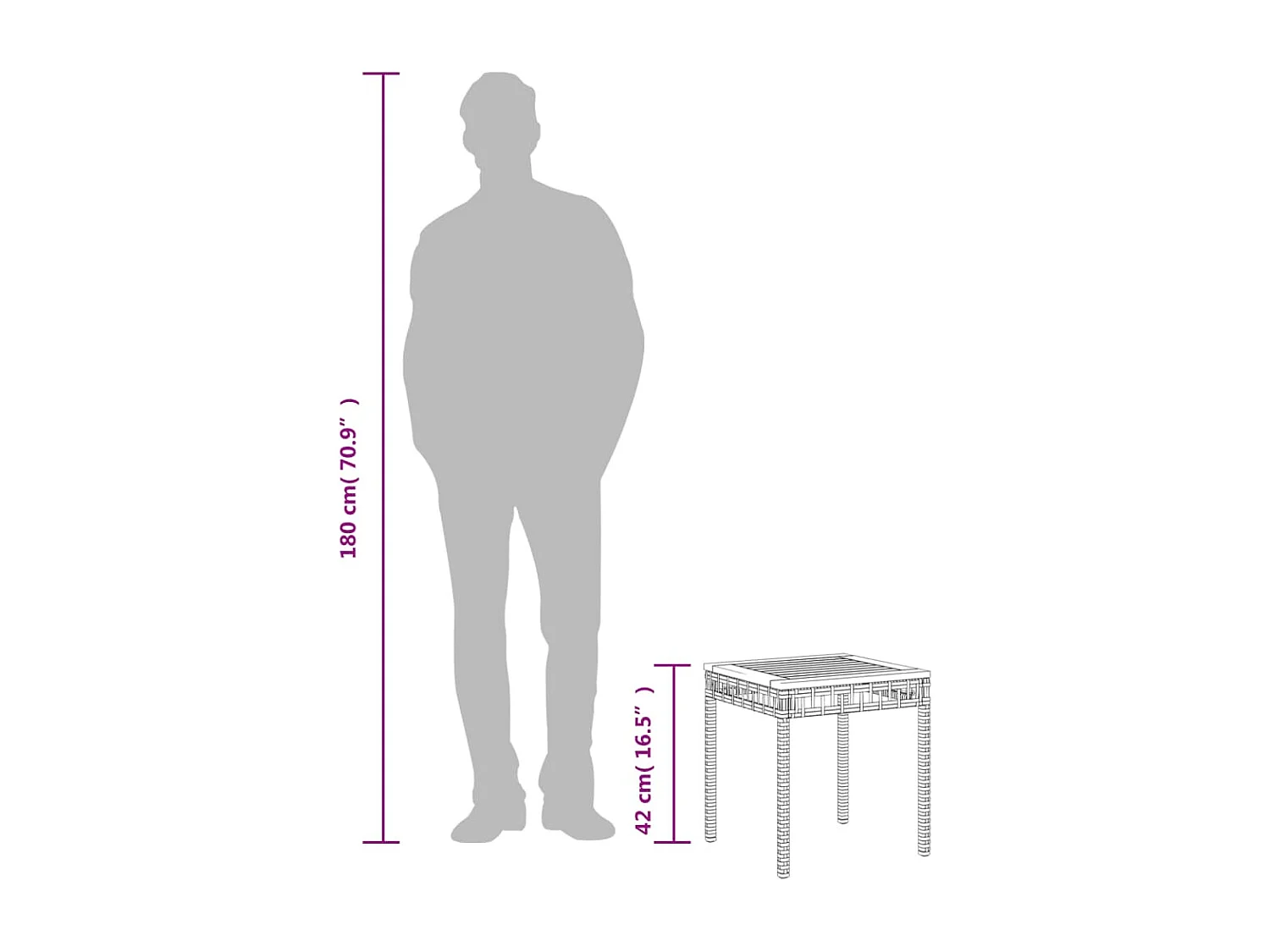 Table de jardin mélange beige 38x38x42 cm rotin et bois acacia