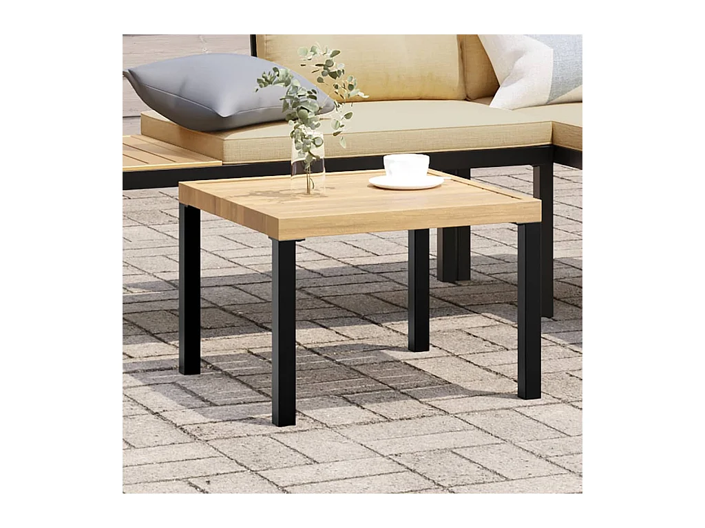 Tavolino Giardino Nero 55x55x39,5cm Acciaio Verniciato Polvere