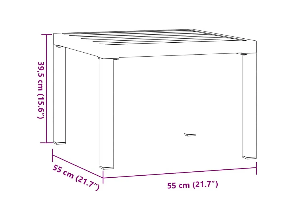 Table basse de jardin noir 55x55x39,5 cm acier enduit de poudre