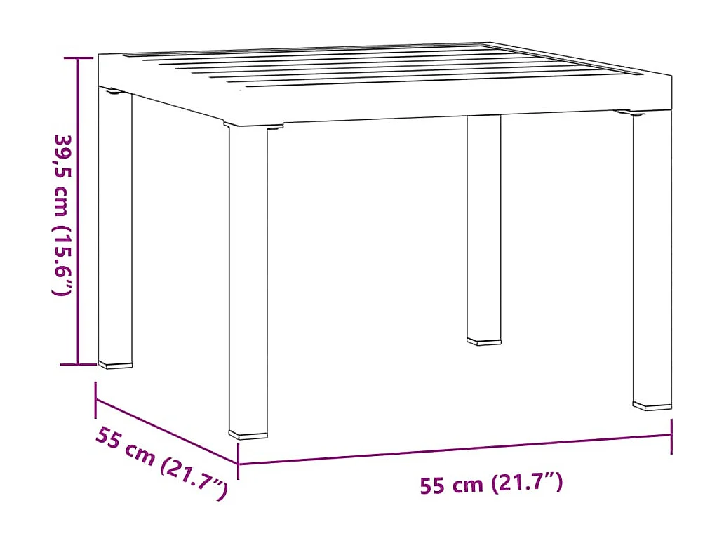 Table basse de jardin noir 55x55x39,5 cm acier enduit de poudre