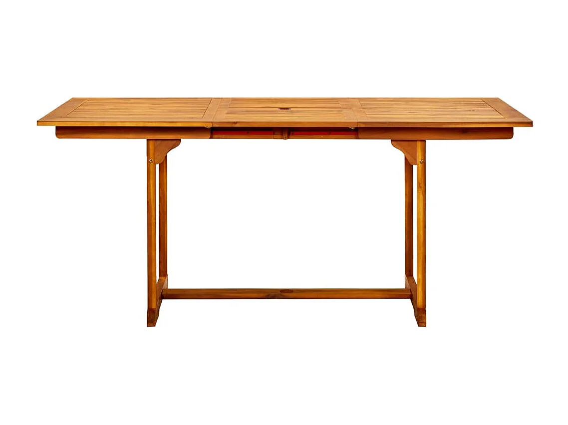 Mesa de jantar p/ jardim (120-170)x80x75 cm acácia maciça