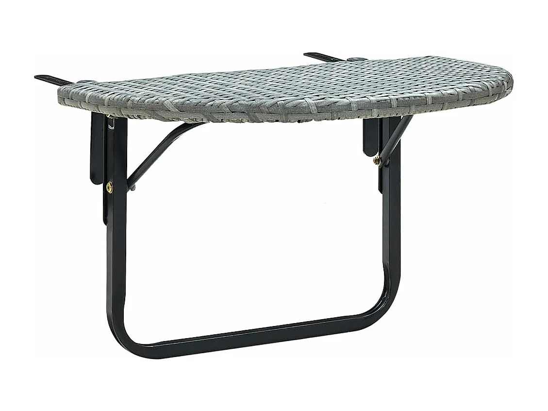 Table de balcon Gris 60x60x40 cm Résine tressée