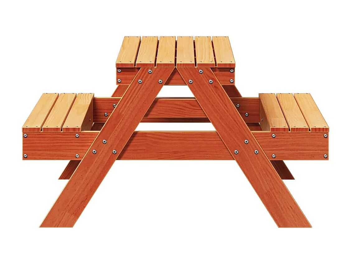 Tavolo Picnic Bambini Marrone Cera 88x97x52 cm Massello Pino