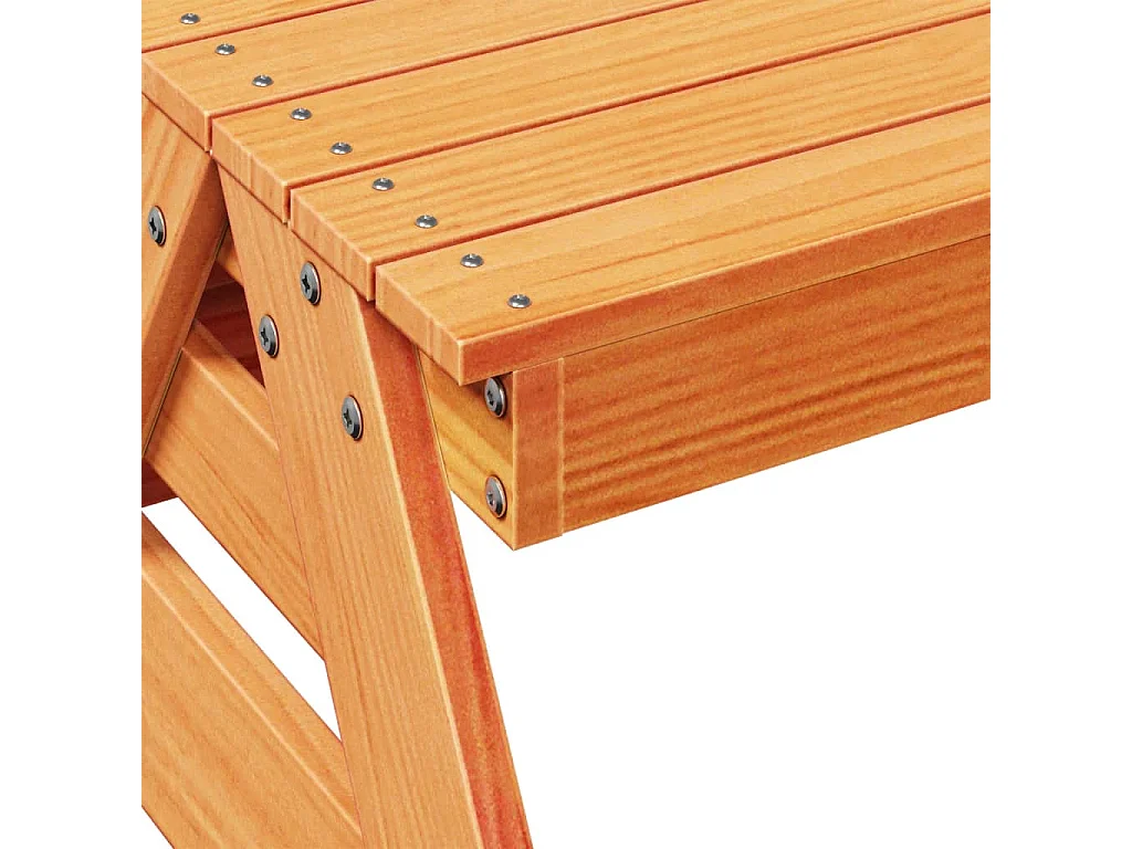 Tavolo Picnic Bambini Marrone Cera 88x97x52 cm Massello Pino