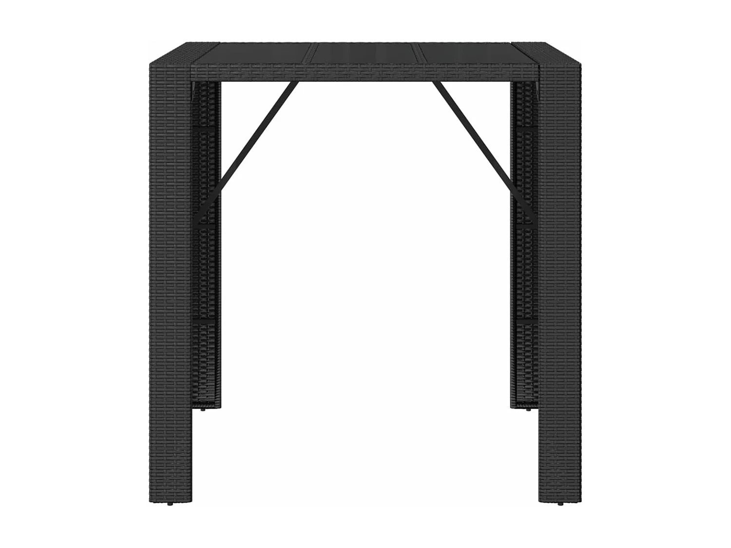 Table de bar et dessus en verre noir 105x80x110 cm poly rotin