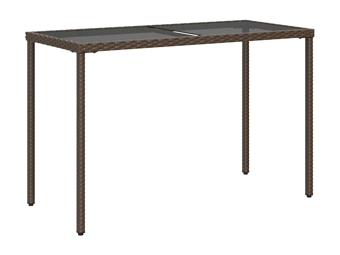 Mesa de jardim com tampo de vidro 115x54x74 cm vime PE castanho