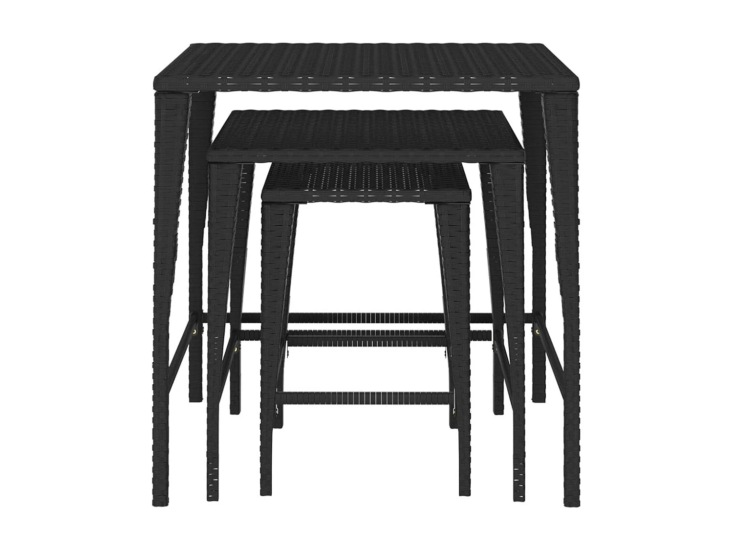 Tables gigognes de jardin 3 pcs noir résine tressée