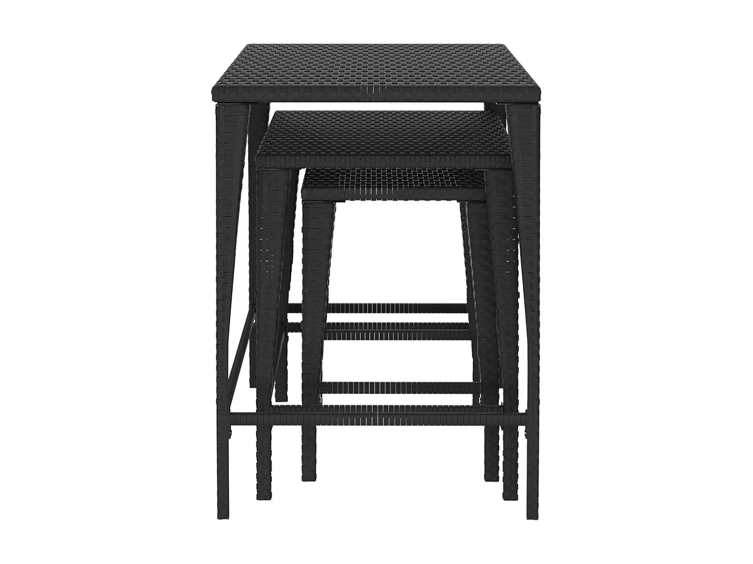 Tables gigognes de jardin 3 pcs noir résine tressée